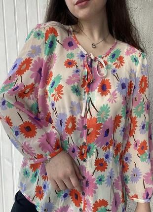 Цветочная цветочная, цветочная блуза воздушная люкс премиум clements ribeiro4 фото