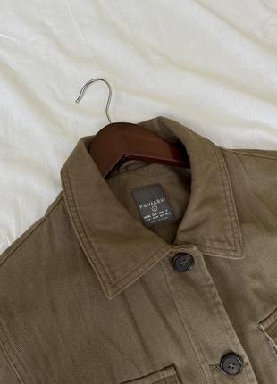 Плотный удлиненный пиджак под пояс в цвете хаки от primark3 фото
