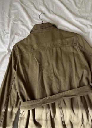 Плотный удлиненный пиджак под пояс в цвете хаки от primark7 фото