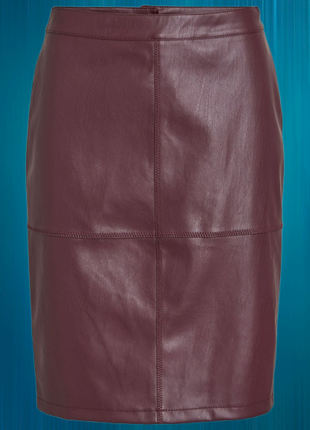 Тёплая юбка-карандаш vila кожаная под кожу эко кожа эко-кожа кожзам латексная лаковая юбка виниловая4 фото