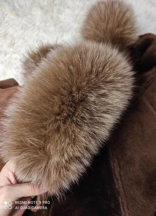 Дублянка пальто натуральне хутро шуба зима зимова тепла4 фото