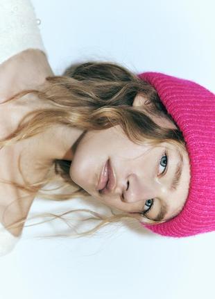 Шапка від zara фуксія з шерстю