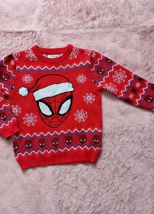 Новогодний рождественский свитер Человек паук, свитерик в новогоднем стиле
