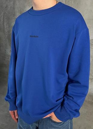 Acne studio center logo sweatshirt blue3 фото