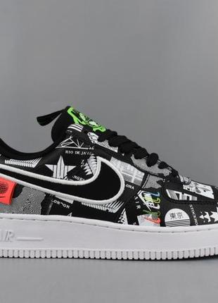 Кроссовки мужские, женские nike air force 1 low worldwide, черные (найк аир форс, найки)