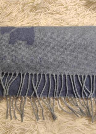 Radley шарф шерсть шерстяной теплый брендовый шерсть голубой принт9 фото