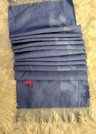 Radley шарф шерсть шерстяной теплый брендовый шерсть голубой принт5 фото