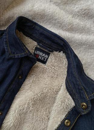 Рубашка джинсовая, куртка с мехом коттоновая next унисекс4 фото