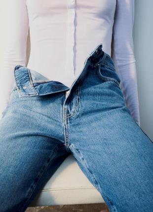Широкие вареные синие джинсы zara new3 фото