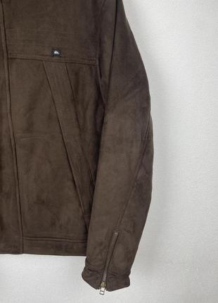 Замшевая куртка бомбер шерпа коричневая quicksilver premium series2 фото