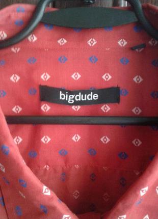 Красная в мелкий принт мужская рубашка с коротким рукавом big dude супер батал6 фото