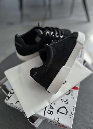 Кеды женские в стиле dolce & gabbana fabric portofino sneakers in black премиум качество3 фото