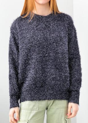 Обʼємний светр зі вставкою з люрексною ниткою