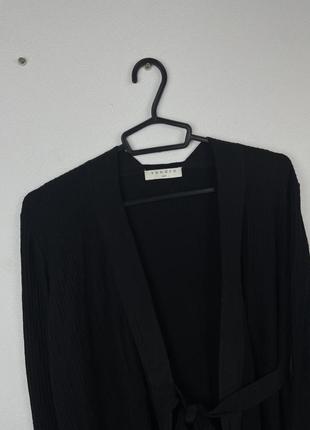Женский кардиган накидка халат черный с поясом sandro paris4 фото