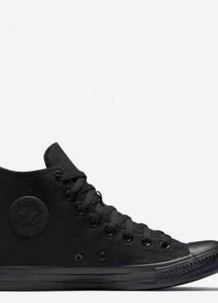 Кеди converse all star high black monochrome (m3310) моно чорні високі5 фото