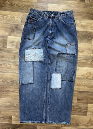 Реп джинсы широкие патчворк с вышивкой rap pants avant garde jnco fubu ecko5 фото