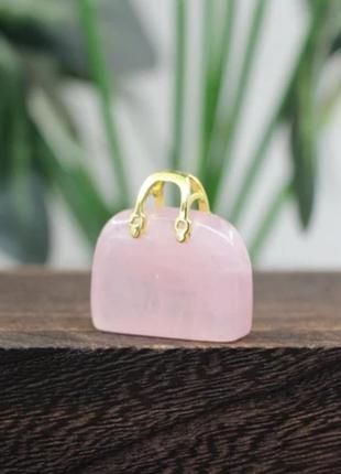 Сумочка из розвого кварца брелок, подвеска, статуэтка, sale!!!