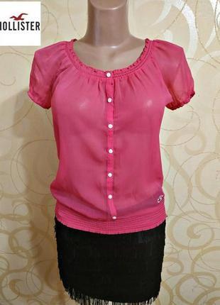 259.яркая розовая блуза модного американского бренда hollister