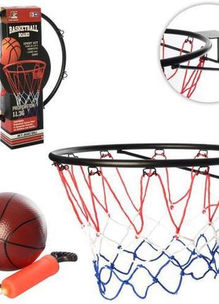 Баскетбольне кільце кільце 46 см, метал, сітка, м'яч, насос, кріплення, кор. 46*53*11см