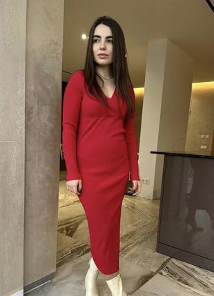 Платье зара миди zara красное