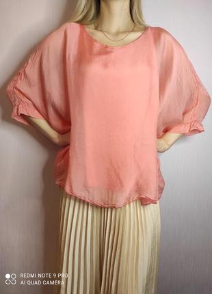 Італія шовкова блуза сорочка топ шовк персикова италия шелк шелковая блузка оригинал