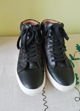 Чоловіче взуття/ брендові стильні черевики хайтопи кросівки чорні 🖤 41 розмір, устілка 26,5 см, steve madden3 фото