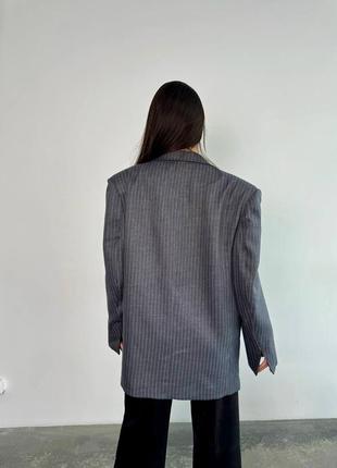 Оверсайз блейзер піджак шерсть універсал чорний сірий9 фото