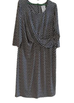Женское платье миди футляр горошек, большой размер 54-584 фото