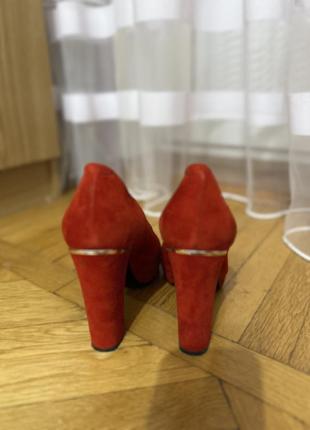 Туфли на каблуке, красные, натуральная замша, украинский производитель4 фото