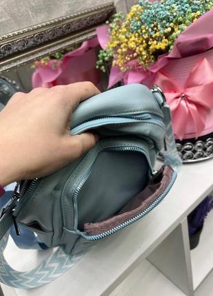 Блакитна - сумка-рюкзак - молодіжна стильна та зручна модель з додатковими кишенями (0508)7 фото