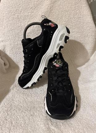 Кроссовки сникерсы skechers d lites 40p черные кожа1 фото