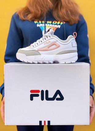 Кросівки fila disruptor ii white/pink 🌶1 фото