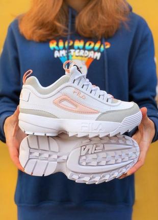 Кроссовки fila disruptor ii white/pink 🌶6 фото