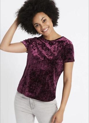 Бордовая футболка из бархата велюра