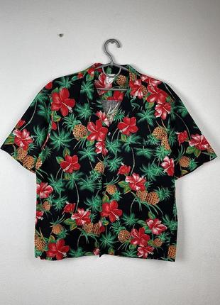 Винтажная шведка рубашка hawaiian creations гавайская в рисунок принт цветов
