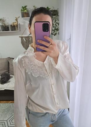Атласная блуза с кружевом4 фото