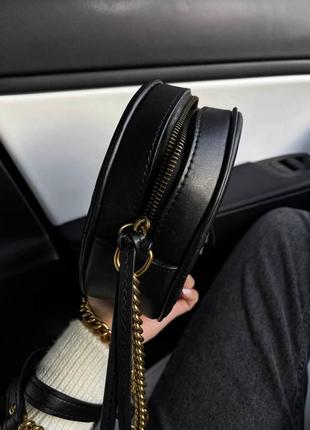 Кругла шкіряна сумочка gucci чорного кольору3 фото