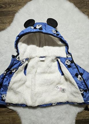 Детская демисезонная шикарная курточка мехушка на мальчика 6-9 мес микки маус5 фото