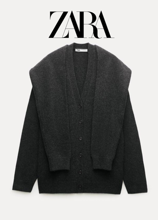 Zara стильный кардиган 100% шерсть