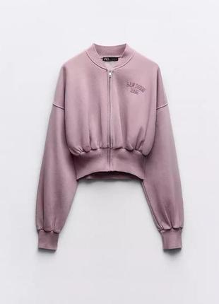 Костюм zara ліловий на флісі худі на замку змійці рожевий4 фото