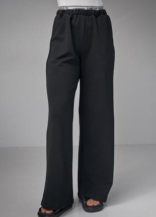 Трикотажные женские брюки с двойным поясом