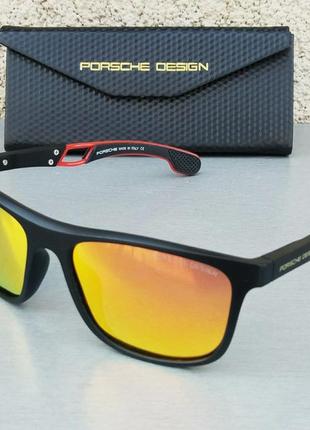 Porsche design окуляри чоловічі чорні лінзи помаранчеві дзеркальні поляризированые2 фото