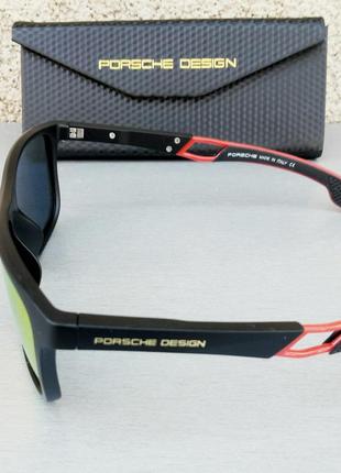 Porsche design окуляри чоловічі чорні лінзи помаранчеві дзеркальні поляризированые4 фото