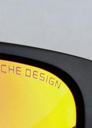 Porsche design окуляри чоловічі чорні лінзи помаранчеві дзеркальні поляризированые9 фото