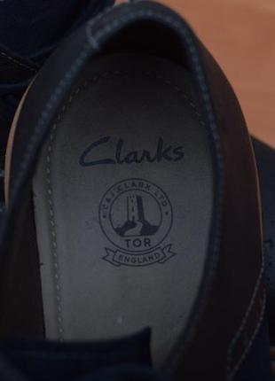 Синие кожаные туфли оксфорды clarks, 44.5 размер. оригинал4 фото