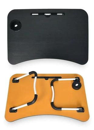 Столик-подставка для завтраков и ноутбука, складной, под планшет 23 дюйма, с съемным подстаканником6 фото
