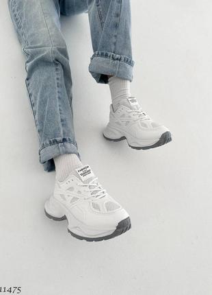 Кроссовки кеды экокожа обувной текстиль белый8 фото