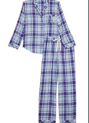 Нова піжама flannel long pajama set ballad blue pop plaid2 фото