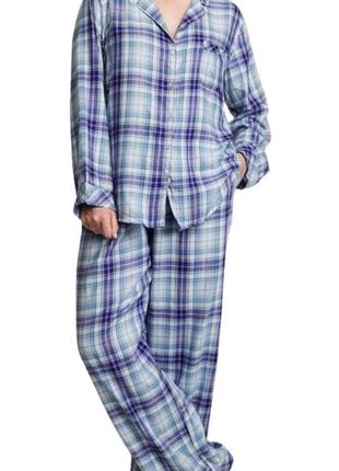 Новая пижама flannel long pajama set ballad blue pop plaid1 фото