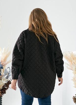 Демісезонна стьобана куртка сорочка великі розміри (р.48-64)4 фото